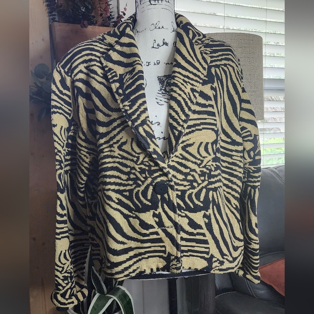 NWT New Identity Jaquard Zebra Blazer
